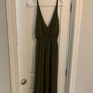 Army green maxi- open cage back